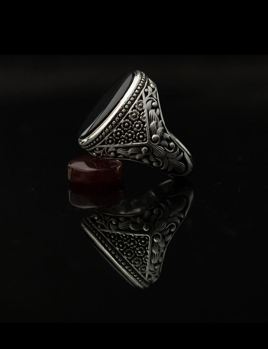 Aqeeq Yamani silver ring