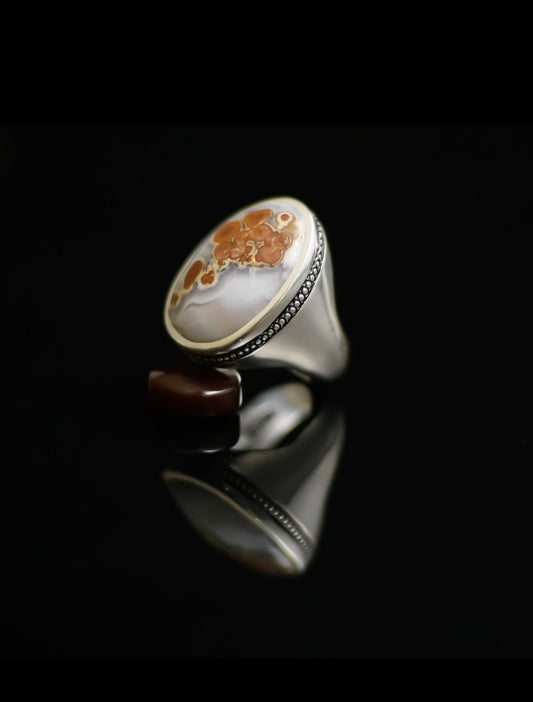 Daudi stone ring , 990 pure silver